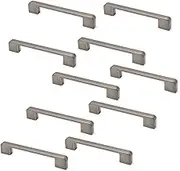 Set of 10 NUZAMAS Cabinet Door Handles and Pulls, Furniture Drawer Handles, Zinc Alloy, 106mm Long, Kitchen Cabinet Wardrobe Knobs Bars, Color Silver, Center to Center 96mm