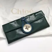 Chloe Dark Green Patent Leather Turnlock Cluch Purse MKSTY 89388 NWT Dustbag