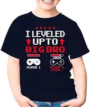 [SDVN] I'm Going to Be A Big Brother 2024 I Leveled Up to Big Bro Gaming Gamer Games Unisex Kids Shirt Gift Youth T-Shirt (Navy;M)