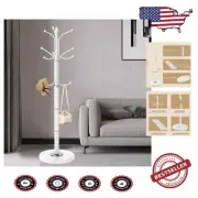 12-Hook Freestanding Coat Rack with Natural Marble Base - Stylish & Functional