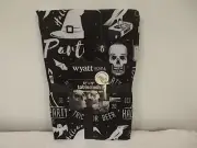 Wyatt Home Halloween Party Black & White Skulls Fabric Tablecloth 52" X 70" New
