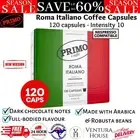120pc Primo Caffe Roma Italiano Intense 640g Nespresso Compatible Capsules Pods