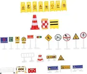 Kisangel Boys and Girls Traffic Sign Educational Toy Set Simulation Road Signs Cognitive Games Toys Safe for Children's Play