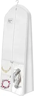 [BH7STAR] 72" Wedding Dress Garment Bag with 10'' Gusseted Dress Bags for Gowns Long 4 Pockets Dress Cover for Women, White