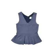 NEW Banana Republic Women's Size 6 Blouse Top Sleeveless Blue Solid Rayon V-Neck