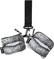 [XYMZR] Mini Zip Around Wristlet keychain Wallet Silver Lip Abstract for Women Personalized Pattern Detachable Dual Pouch Wristlet Portable Wallet Phone Coin Purse, Multi-colored, One Size