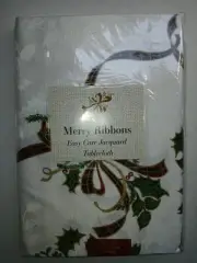 New Merry Ribbons Jacquard Christmas Oblong Table Cloth 60"×84"