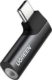 UGREEN USB C to 3.5mm Audio Adapter Type C Aux Headphone Jack DAC Stereo Mic HiFi Right Angle Dongle Compatible with iPhone 15 Pro (Max)/15 Plus, iPad Pro Air, Galaxy S23 Ultra Pixel 7 Pro, Black