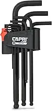 Capri Tools 1-3020 Hex Key Wrench Set, Long Arm Ballpoint End, SAE, Premium S2 Steel