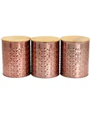 MegaChef 3pc Kitchen Canister Set with Bamboo Lids