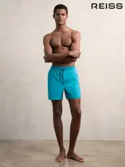 Reiss Tropical Blue Cliff Drawstring Swim Shorts (AW6611) | $120