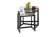 Black Iron Nested Tables with Stainless Steel Top in Set of 3