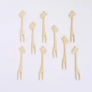 100 Natural Sustainable Bamboo Mini Forks Giraffe Cocktail Picks Party Events