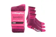 1 x 3pk King Gee Ladies Bamboo Crew Work Socks K49015 (Pink Marle, 3-8)