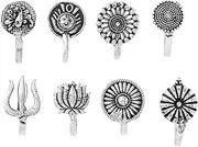 [Yellow Chimes] Antique Silver Oxidized 7 pcs combo set Ethnic Indian Traditional non-piercing Nose pin Jewelry Variation