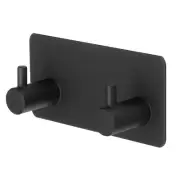 Self Adhesive Hook Stainless Steel Towel Wall Hangers with 2 Hooks, Black