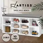Artiss Shoe Rack Storage Cabinet Bench Organiser White Fabric Seat Cupboard