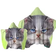 Cats Cute Drawings the Angry Grey Kitten Towel with Hood