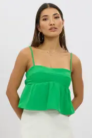 Green Peplum Cami Sleeveless Babydoll - Size 12M, Women's Cami