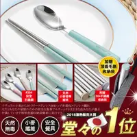 在飛比找PChome24h購物優惠-小麥秸稈不銹鋼便攜環保餐具組-4件套