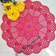 Red crochet doily, home decor, Red tablecloth, Red crochet Lace