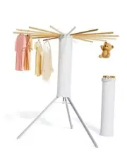 Tripod Clothes Drying Rack, Upgraded Octopus Clothes Aluminum Foot + Wood Rods