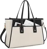 Missnine Tote Bag Canvas Laptop Bag 15.6 inch Work Bags for Women Casual Computer Shoulder Purse for Office, School