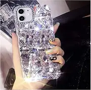 [Cavdycidy] iPhone 12/12 Pro Diamond Case for Women 3D Glitter Sparkle Bling Case Luxury Shiny Crystal Diamond Bumper Clear Gems Cute Protective Girly Case Girls Cover