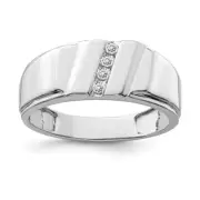 Sterling Silver Rhodium Plated Diamond Men's Ring Size 10