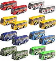 HSMQ 16 Pack Pull Back Cars City Bus Vehicles Toys for Kids