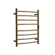 Hotwire Heated Towel Rail - Curved Round Bar (H700mmxW530mm) with Timer - Gold