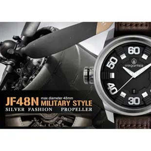 elegantsis JF48N系列戰鬥機男錶-黑x金框/48mm