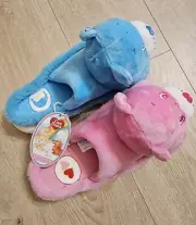 Peter Alexander Ladies Care Bear Pink/Blue Scuffs Slippers Size L (AU 9/10) BNWT