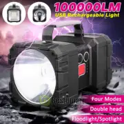 Linterna Foco Recargable LED Tactica De Mano Impermeable Con Puerto Carga USB