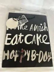 Hallmark Black & White Birthday Gift Bag with Tissue - "Make A Wish Eat Cake"