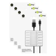 8pc Goobay 5-Slot Cable/Tie Management Organiser Tidy Wire/Cord Storage White