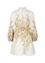 Zimmermann Matchmaker Floral-print Linen Mini Dress - Cream - 2 (UK 12 / M) 2 (UK 12 / M)