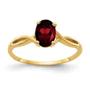 14K Yellow Gold 7x5mm Oval Garnet Checker ring