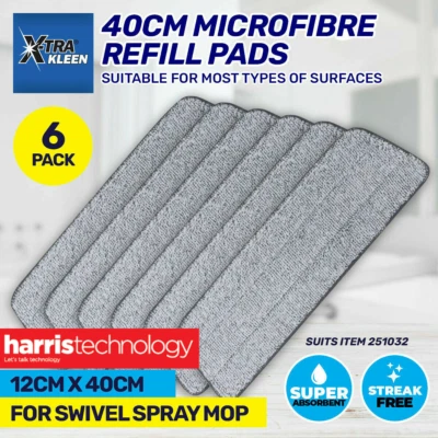 X-tra Kleen [6PK] Cleaning Pads Microfibre Absorbent Machine Washable - 40cm