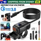 Dual USB Port Motorcycle Fast Charger Socket LED Voltmeter Switch Waterproof OZ