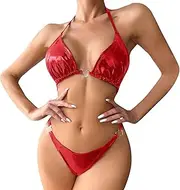 [Generic] Sexy Hot Lingerie Women Plus Size Underwire Lingerie Set Two Piece Underwear Lingerie Underwear Sleepwear Steel Chain Linked Underwire Lingerie Set Bandage Lingerie for Women Panties