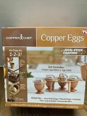 Copper Chef 4 Copper Eggs & Caddy XL As Seen On TV Hard Boiled Eggs w/o Shell