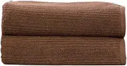 2pc Renee Taylor Cobblestone Bath Sheet/Towel 160cm Cotton Ribbed 650 GSM Toffee