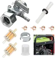 Yenblow Generator Fuel Tank Petcock Valve Kit, Female Thread Oil Switch Shut off Valve with Inline Fuel Filters Compatible with Predator 9000 8750 6500 4000 4375 Champion ETQ (M16×1.5mm)