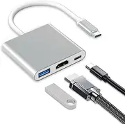 3-in-1 USB C HDMI Adapter, Light-Ning to HDMI Cable HDMI Cable for TV Adapter, USB C to HDMI, Multiport Digital AV with 4K HDMI, USB-A 3.0, 3-in-1 Plug and Play HDMI USB C