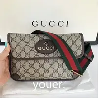 在飛比找Yahoo!奇摩拍賣優惠-Gucci GG Supreme Belt Bag 虎頭腰包