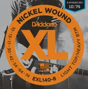 D'Addario EXL140-8 8-String Nickel Wound Electric Guitar Strings, Light Top-Heavy Bottom, 10-74