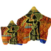African Woman in Black and Yellow Towel with Hood