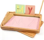 Montessori Sand Tray With Lid for Classroom - Wooden Tray for Kids Writing Letters and Numbers (Pink)