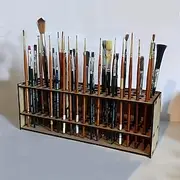 Wooden Brush Holder, Paintbrush Holder, Painting Pen Storage Rack, Desk Stand Brush Holder Organizer, For Different Size Pens, Paint Brushes, Colored Pencils